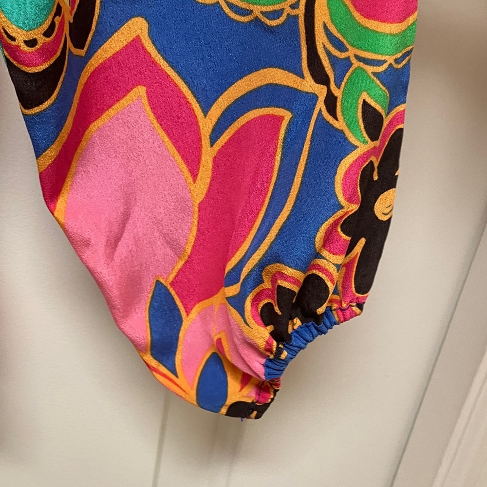 Lilly Pulitzer Elsa silk long sleeve blouse, rare Starry Blue Drama Queen XS - Picture 5 of 11